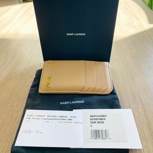 Authentic YSL Monogram Tiny Zip Card Case Wallet